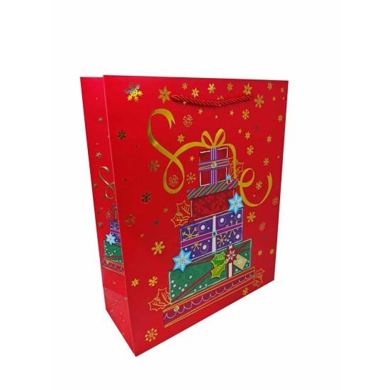 Σακούλα Δώρου Χάρτινη με Μεταλλιζέ Λεπτομέρειες