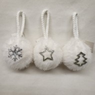 Μπαλίτσες Χριστουγεννιάτικές Χνουδωτές 6εκ.