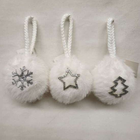 Μπαλίτσες Χριστουγεννιάτικές Χνουδωτές 6εκ.