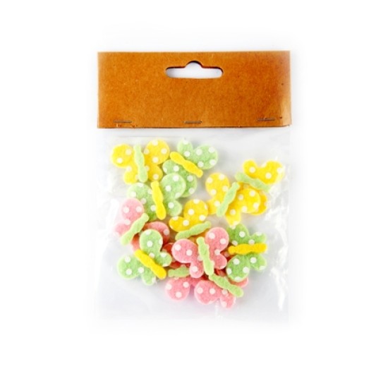 Αυτοκόλλητες Πεταλούδες υφασμάτινες πουά 12 τεμ.