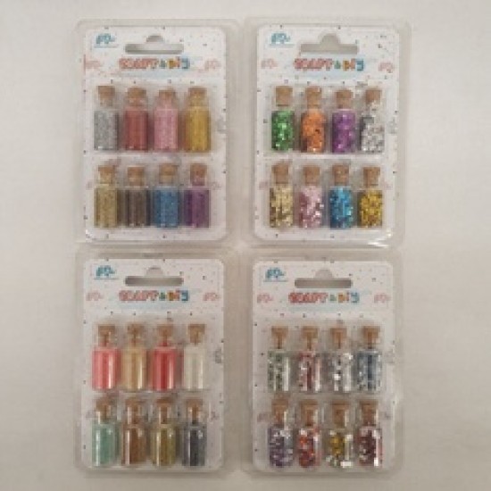 Βαζάκι με χάνδρες/glitter σε Blister 8 τεμαχίων