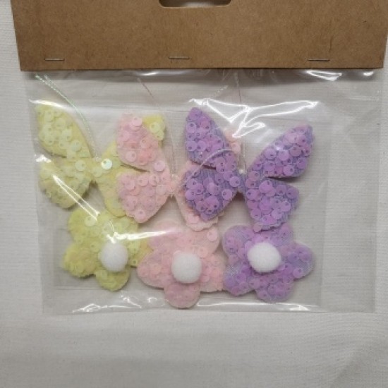 Αυτοκόλλητα τσόχας Πεταλούδες-Λουλούδια 6τεμ.