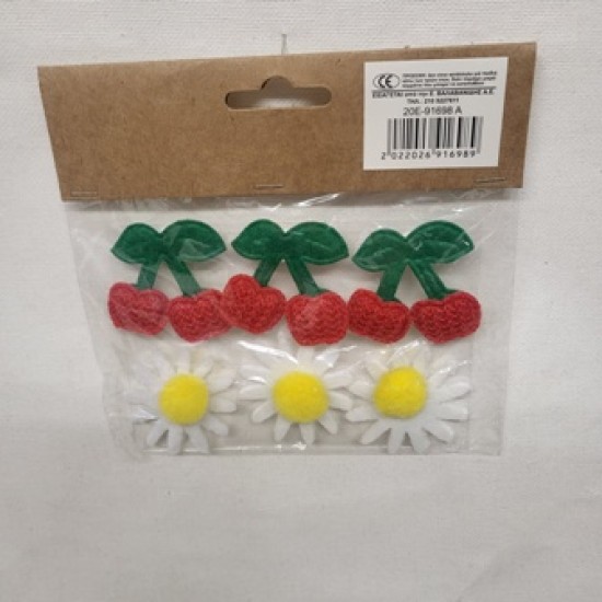 Αυτοκόλλητα-Τσόχας Κεράσια-Μαργαρίτες 6 τεμ.