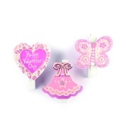 Μανταλάκια Ξύλινα ροζ με glitter 6 τεμ.