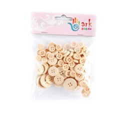 Κουμπιά Ξύλινα Φυσικό Χρώμα 100 τεμ.